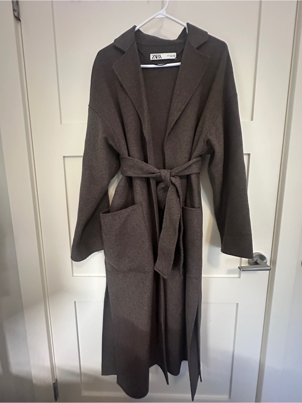 Zara Brown Long Belted Robe-Style Coat  - size S - wore twice